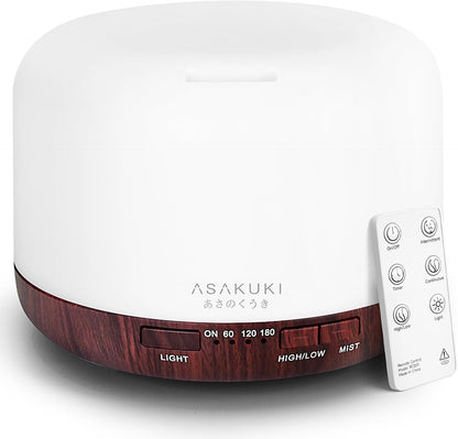ASAKUKI Essential Oil Diffuser for Home, 500ML Aromatherapy Humidifier