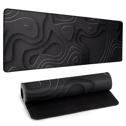 Large Topographic Map Gaming Mouse Pad for Desk Black Desk Pad with Non-Slip Rubber Base Stitched Edge Desk Organizers and Accessories Desk Decor