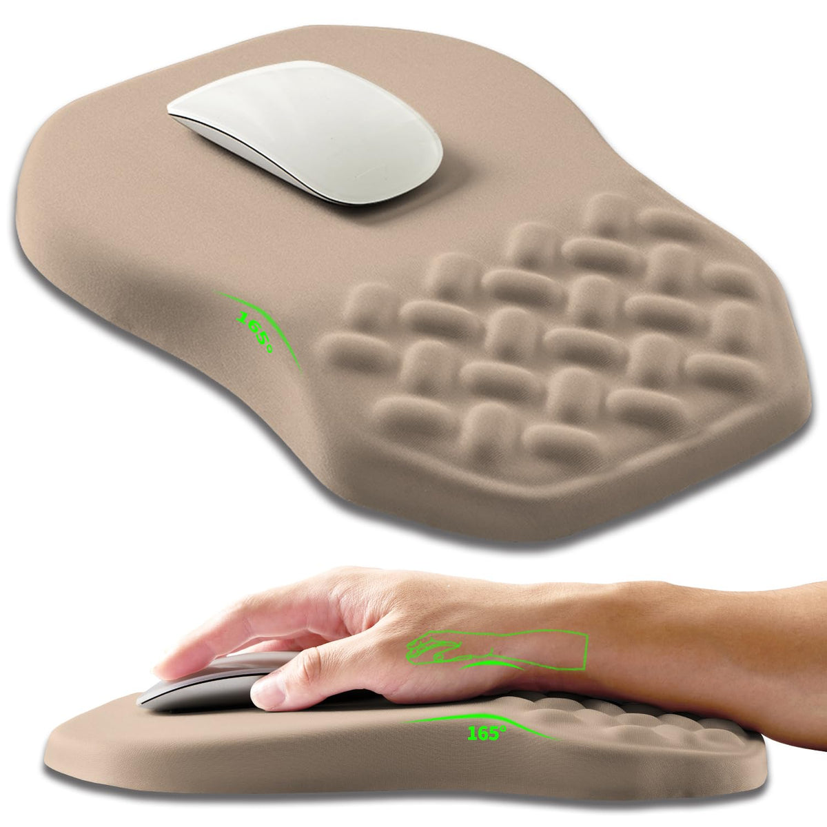 Ergonomic Slope Mouse Pad Wrist Support, Wrist Rest Mousepad for Carpal Tunnel Pain Relief with Massage Bulge and Slow Rebound Memory Foam (12x8 inch, Black)