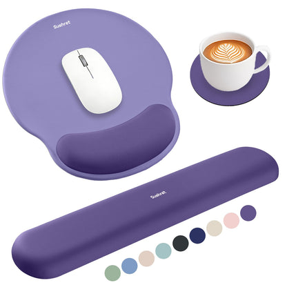 Sushret Mouse Pad and Keyboard Wrist Rest, 3-in-1 Gel Memory Foam Ergonomic Mouse Pad with Wrist Rest Set,Gaming Mousepad Arm Cushion Support for Computer Office Desk Accessories Cute Setup,Sage Green