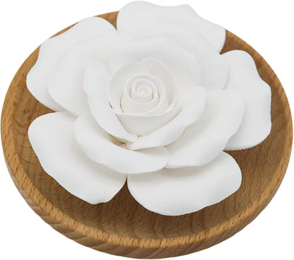 Flower Rose Ceramic Essential Oil Mini Diffuser, Wooden Pallet