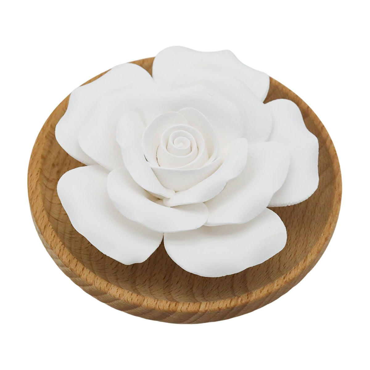 Flower Rose Ceramic Essential Oil Mini Diffuser, Wooden Pallet