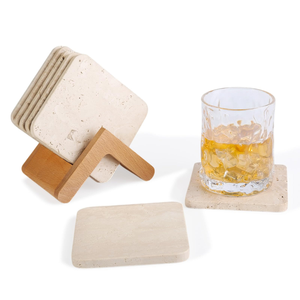 Koville Marble Coaster Set of 4, Round White Coasters, 4" Cup Coasters for Drinks, Heat Resistant Coaster for Coffee Table Home Office Bar Decor(Namib Fantasy)