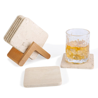 Koville Marble Coaster Set of 4, Round White Coasters, 4" Cup Coasters for Drinks, Heat Resistant Coaster for Coffee Table Home Office Bar Decor(Namib Fantasy)