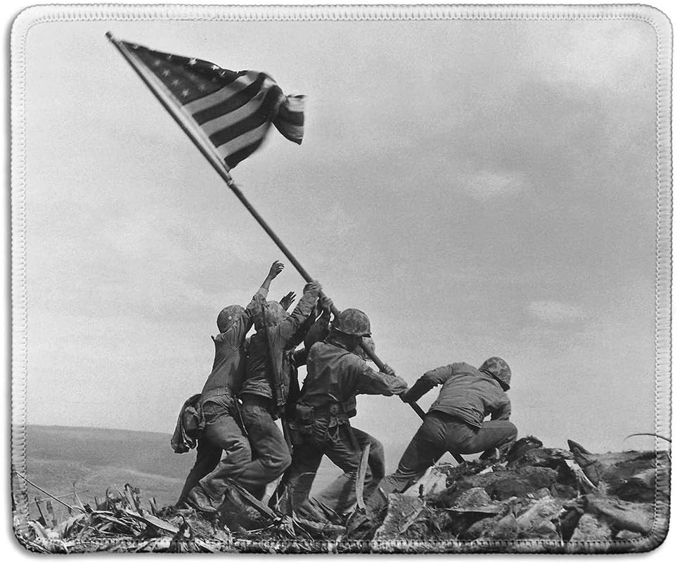 dealzEpic - Art Mousepad - Natural Rubber Mouse Pad with Classic Photo of Classic Photo of Raising the Flag on Iwo Jima - Stitched Edges - 9.5x7.9 inches
