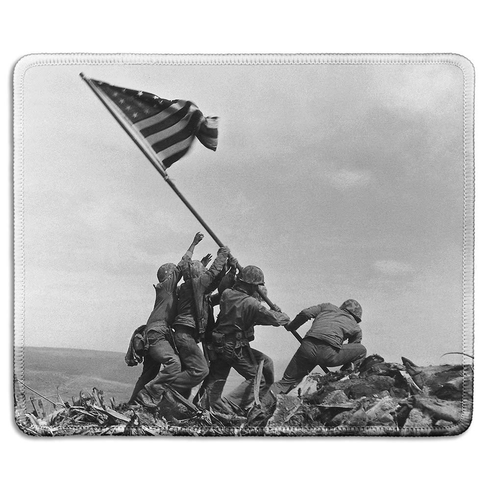 dealzEpic - Art Mousepad - Natural Rubber Mouse Pad with Classic Photo of Classic Photo of Raising the Flag on Iwo Jima - Stitched Edges - 9.5x7.9 inches