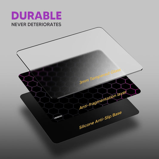 Vetroo Black GMP300 Tempered Glass Gaming Mouse Pad