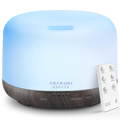 ASAKUKI Essential Oil Diffuser for Home, 500ML Aromatherapy Humidifier