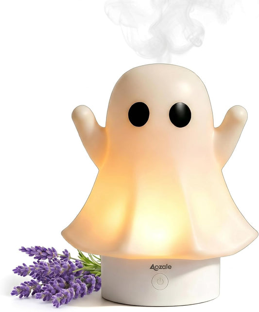 Cute Ghost Essential Oil Diffuser, 120ML Ultrasonic Cool Mist Humidifier with 7 Color Night Light & Auto Shut-Off, Ghost Room Decor for Bedroom & Office, Aromatherapy Gift for Women & Kids