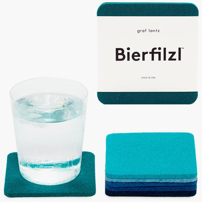 Graf Lantz - Bierfilzl Merino Wool Round Coasters Set of 4 - Heather White (4" Circles) - Absorbs 30% of Weight, German Wool - Heat Resistant, Sustainable, & Reusable - Home Decor & Coffee Table Decor