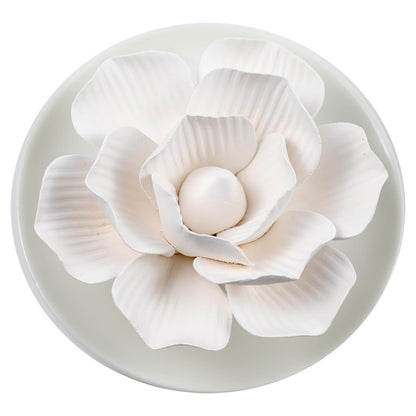 Passive Diffuser for Essential Oil-Ceramic Diffuser Non Electric Oil Diffusers for Small Mini Room, Desk Decorative, Bathroom (White Hibiscus)