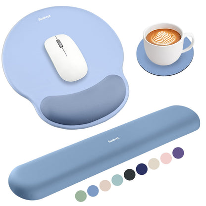 Sushret Mouse Pad and Keyboard Wrist Rest, 3-in-1 Gel Memory Foam Ergonomic Mouse Pad with Wrist Rest Set,Gaming Mousepad Arm Cushion Support for Computer Office Desk Accessories Cute Setup,Sage Green