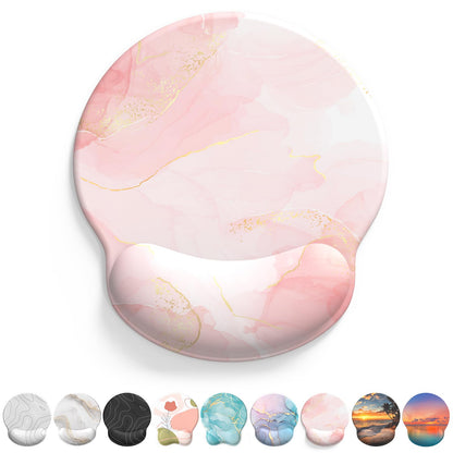 eulps Mouse Pad with Wrist Rest, Comfortable Computer Mousepad with Gel Wrist Support Smooth Surface and Non-Slip PU Base for Pain Relief, Laptop, Office & Home (Cyan Pink Marble)