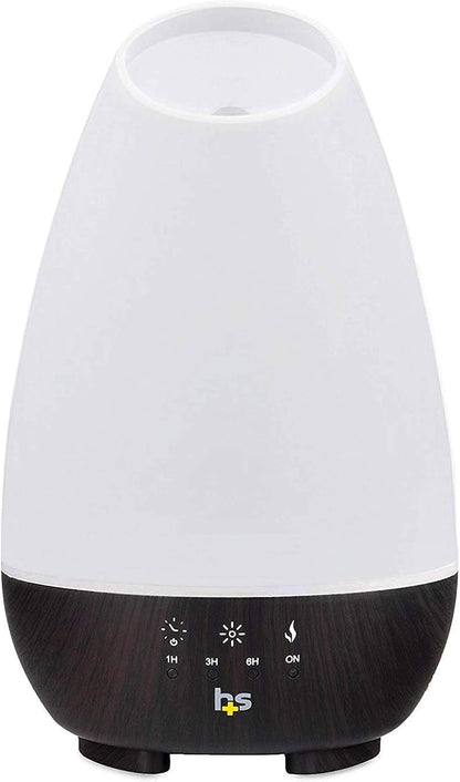 HealthSmart 500ML Essential Oil Diffuser for Large Rooms, Cool Mist Humidifier and Aromatherapy Diffuser, Adjustable Timer, Mist Mode and 7 LED Light Colors, White (Pack of 1)