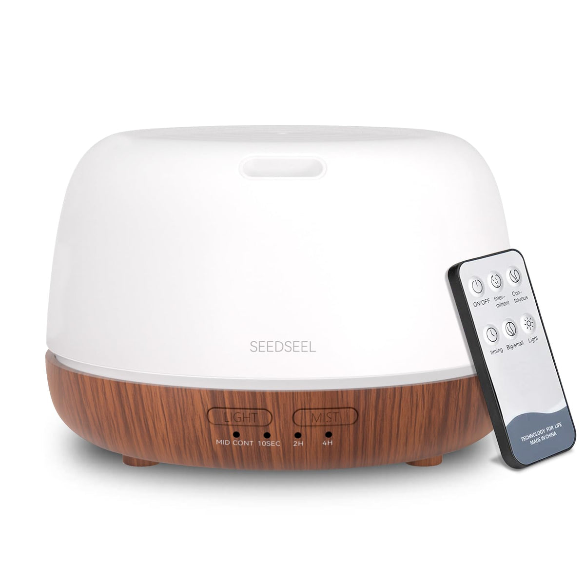 SEEDSEEL 300ML Essential Oil Diffuser with 7-Color LED Lights and Remote Control, Modern Minimalist Design, High-Efficiency Ultrasonic Mist Aromatherapy Diffuser for Home