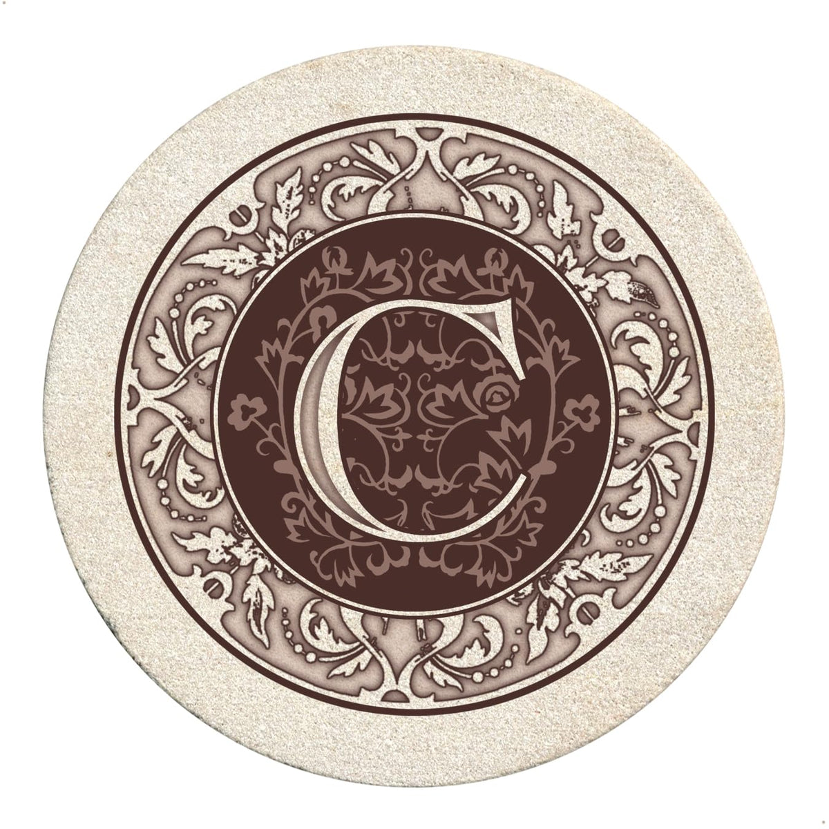 Thirstystone Monogram Round Natural Sandstone Coaster 4 Pack (Letter B)