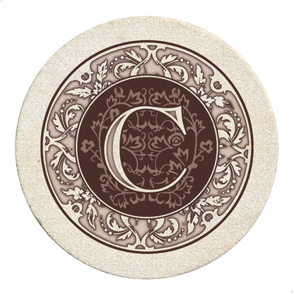 Thirstystone Monogram Round Natural Sandstone Coaster 4 Pack (Letter B)