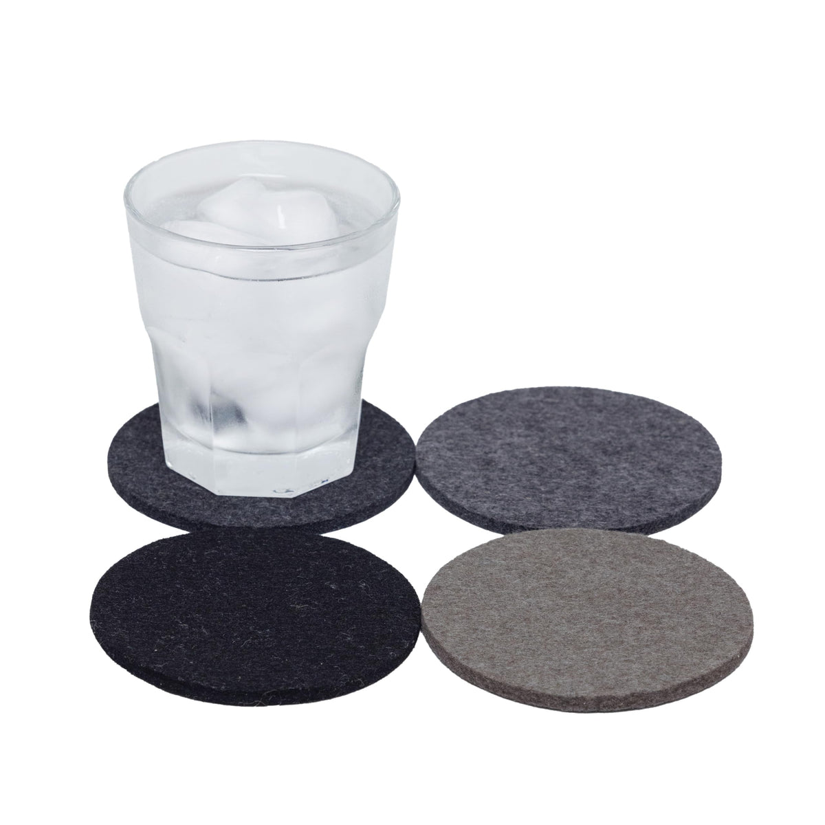 Graf Lantz - Bierfilzl Merino Wool Round Coasters Set of 4 - Heather White (4" Circles) - Absorbs 30% of Weight, German Wool - Heat Resistant, Sustainable, & Reusable - Home Decor & Coffee Table Decor
