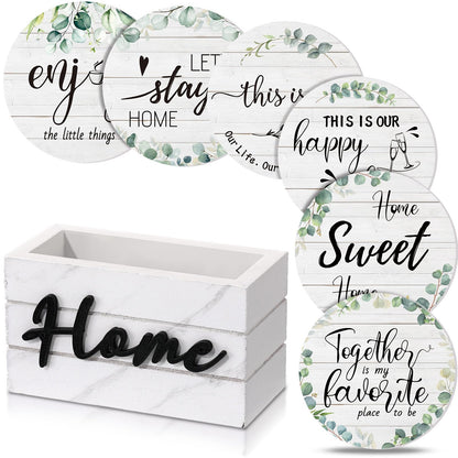 Queekay House Warming Gifts New Home Farmhouse Coasters Set of 6, Mixed