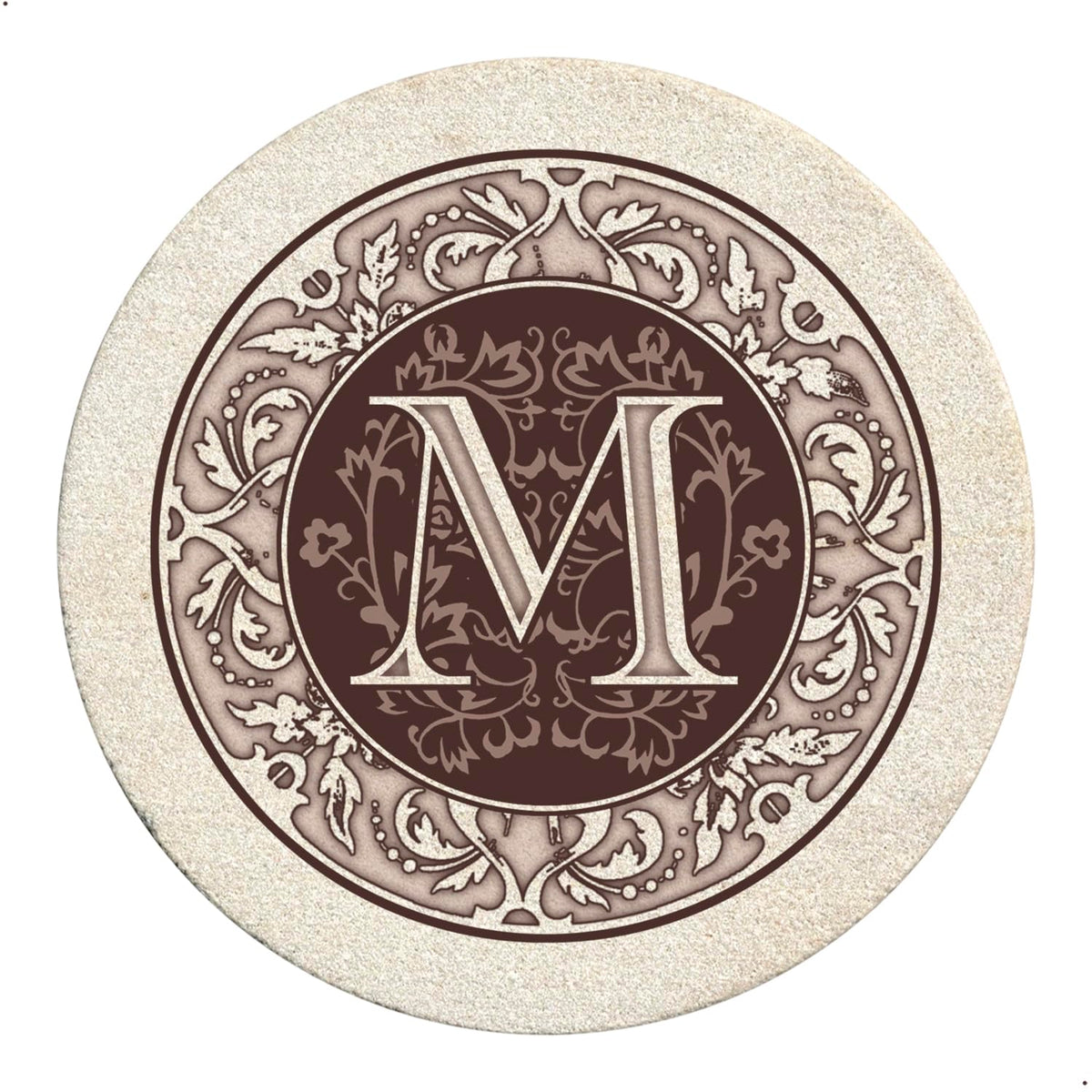 Thirstystone Monogram Round Natural Sandstone Coaster 4 Pack (Letter B)
