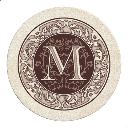 Thirstystone Monogram Round Natural Sandstone Coaster 4 Pack (Letter B)