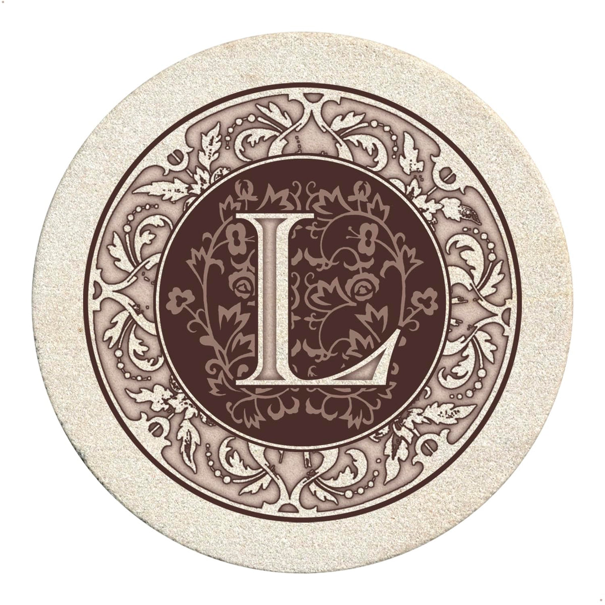 Thirstystone Monogram Round Natural Sandstone Coaster 4 Pack (Letter B)