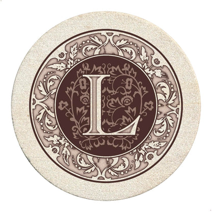 Thirstystone Monogram Round Natural Sandstone Coaster 4 Pack (Letter B)