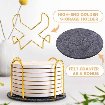 Absorbent Ceramic Coasters Set of 4, Modern Marble Style Drink Coasters