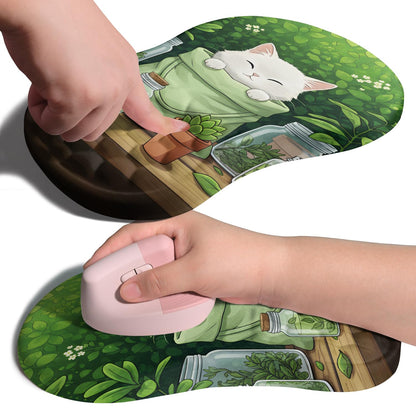 Ergonomic Joint Wrist Support Mouse Pad with Memory Foam Cushion Massage Bump, Carpal Tunnel Pain Relief Mousepad Slope Design for Wrist Rest, 11.8x7.9 in, Black