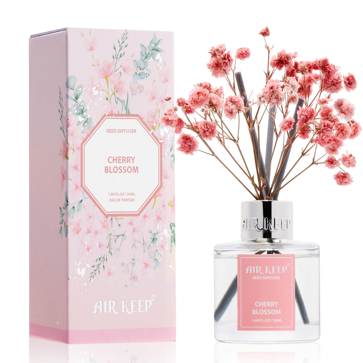 Airkeep Reed Diffuser Set,3.38 fl oz (100 ml) - Clean Linen Oil Diffusers with 8 Reed Sticks,Home Fragrance Reed Diffuser for Bathroom Shelf Decor