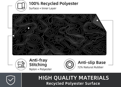 Rinaze Extra Large Gaming Mouse Pad with Black Topographic, XXL Mousepad, Big Mouse Mat Desk Pad, Non Slip Keyboard Pad for Gaming Computer Laptop PC Office Desk Accessories