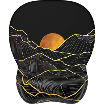 MROCO Ergonomic Mouse Pad with Gel Wrist Rest, 9.4 x 8.1 in, Black Flower