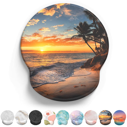 eulps Mouse Pad with Wrist Rest, Comfortable Computer Mousepad with Gel Wrist Support Smooth Surface and Non-Slip PU Base for Pain Relief, Laptop, Office & Home (Cyan Pink Marble)