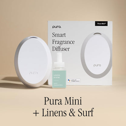 Pura Home Mini Fragrance Diffuser, Includes 1 Scent Refill, Linens & Surf