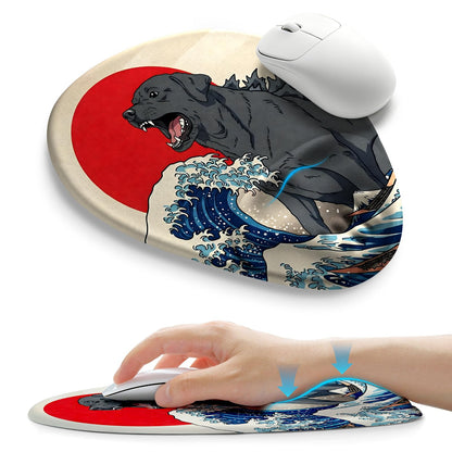 Palm-Rest and Wrist-Hugging Mouse Pad Wrist Rest, Ergonomic Wrist Support with Curve Fitting Cushioned Memory Foam for Carpal Tunnel Pain Relief, 9.9 x 8.3 Inch, Dark Night Black