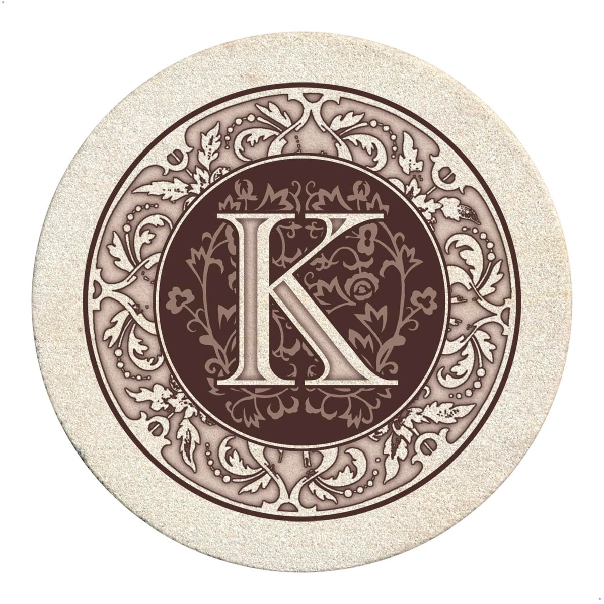 Thirstystone Monogram Round Natural Sandstone Coaster 4 Pack (Letter B)
