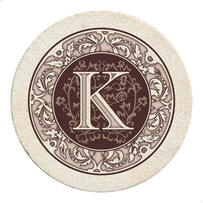 Thirstystone Monogram Round Natural Sandstone Coaster 4 Pack (Letter B)