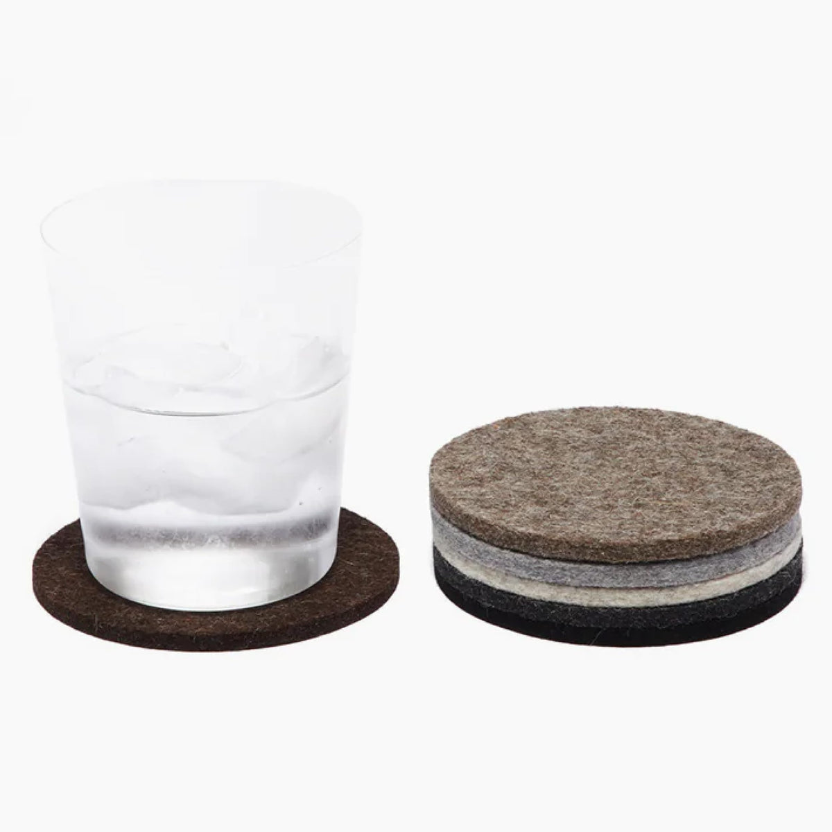 Graf Lantz - Bierfilzl Merino Wool Round Coasters Set of 4 - Heather White (4" Circles) - Absorbs 30% of Weight, German Wool - Heat Resistant, Sustainable, & Reusable - Home Decor & Coffee Table Decor