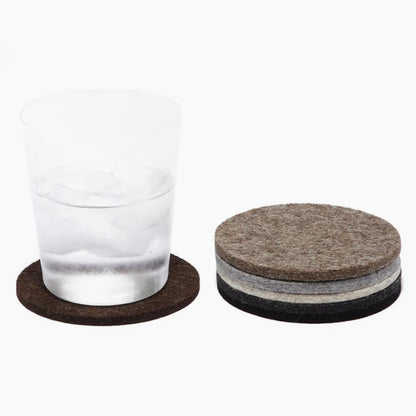 Graf Lantz - Bierfilzl Merino Wool Round Coasters Set of 4 - Heather White (4" Circles) - Absorbs 30% of Weight, German Wool - Heat Resistant, Sustainable, & Reusable - Home Decor & Coffee Table Decor
