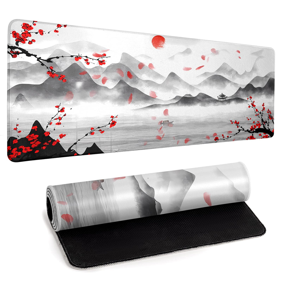 Large Topographic Map Gaming Mouse Pad for Desk Black Desk Pad with Non-Slip Rubber Base Stitched Edge Desk Organizers and Accessories Desk Decor