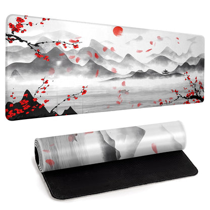 Large Topographic Map Gaming Mouse Pad for Desk Black Desk Pad with Non-Slip Rubber Base Stitched Edge Desk Organizers and Accessories Desk Decor