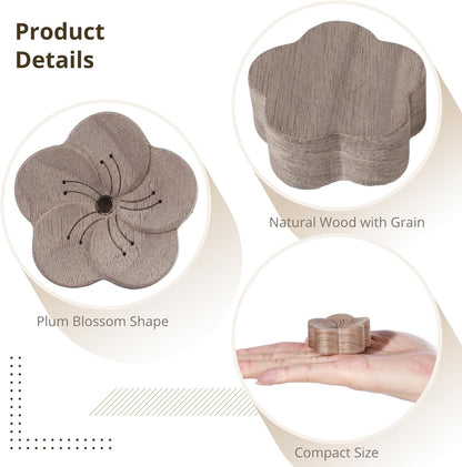 3 PCS Wooden Essential Oil Diffuser, Natural Wood Aromatherapy Diffuser, Small Plum Blossom Car Wood Desktop Air Freshener for Home, Offices, Yoga, Sauna, SPA
