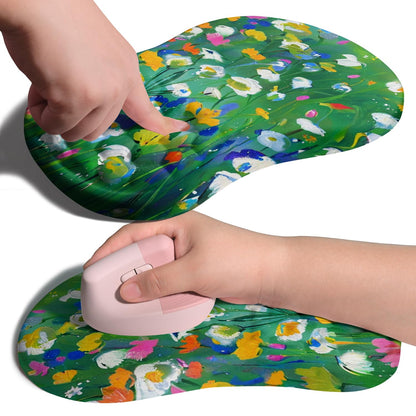 Ergonomic Joint Wrist Support Mouse Pad with Memory Foam Cushion Massage Bump, Carpal Tunnel Pain Relief Mousepad Slope Design for Wrist Rest, 11.8x7.9 in, Black