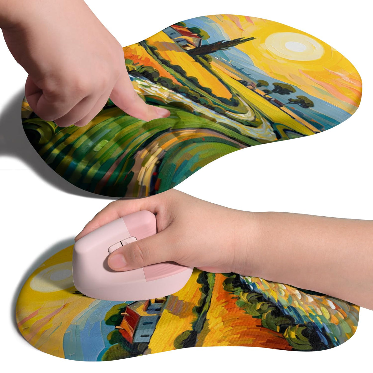 Ergonomic Joint Wrist Support Mouse Pad with Memory Foam Cushion Massage Bump, Carpal Tunnel Pain Relief Mousepad Slope Design for Wrist Rest, 11.8x7.9 in, Black