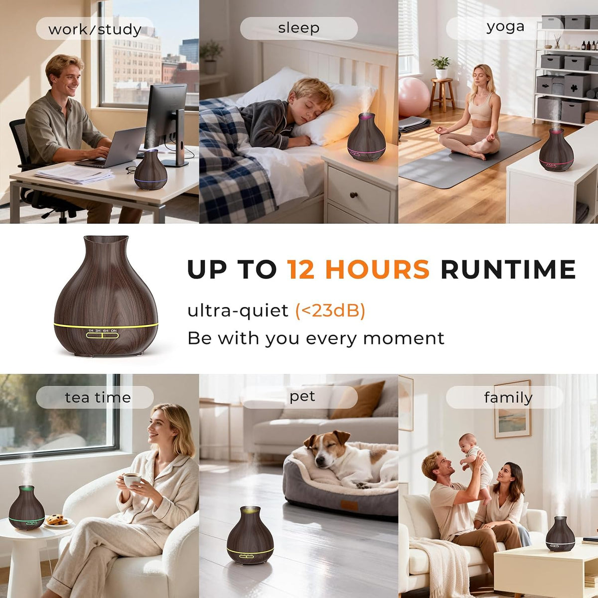 Aromatherapy Essential Oil Diffuser, 550ml Ultrasonic Fragrant Oil Large Room Humidifier, Diffusers for Home with Timer and Waterless Auto-Off, 7 Color LED Lights,Cool Mist Humidifiers