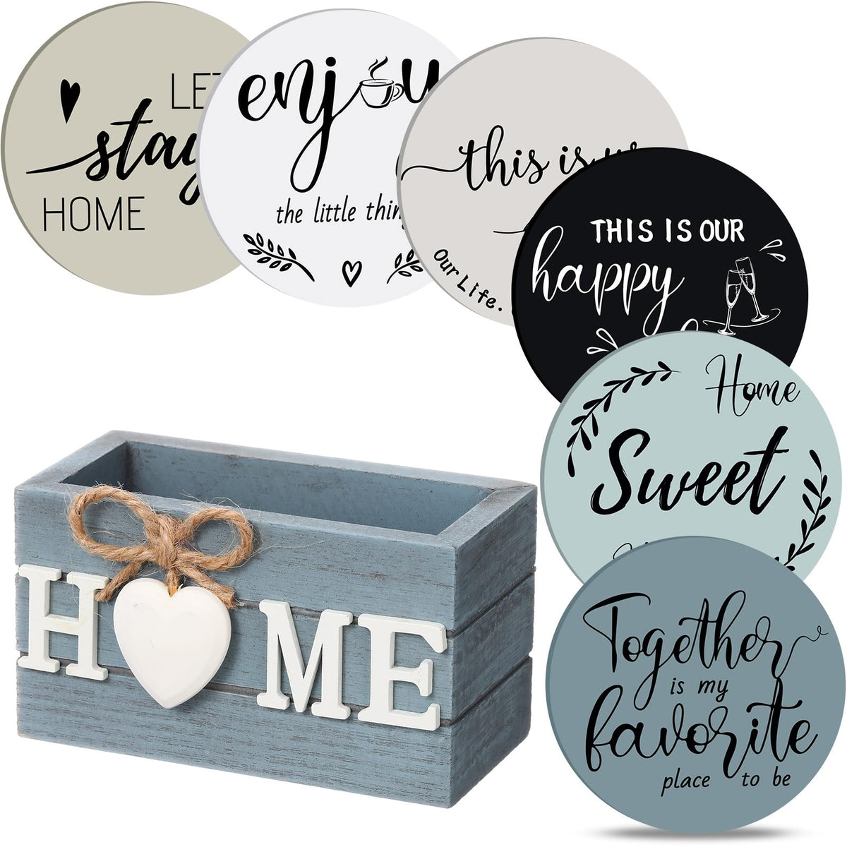 Queekay House Warming Gifts New Home Farmhouse Coasters Set of 6, Mixed