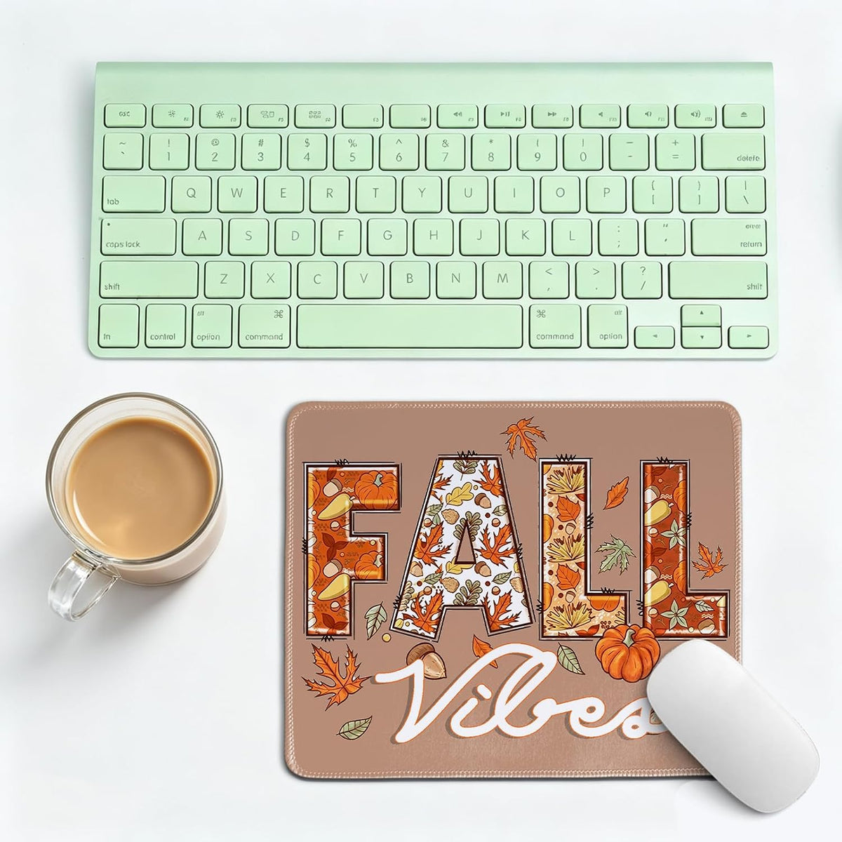 Cztulip Fall Vibe Mouse Pad,Rustic Retro Maple Leaf Pumpkin Acorn Mouse Mat