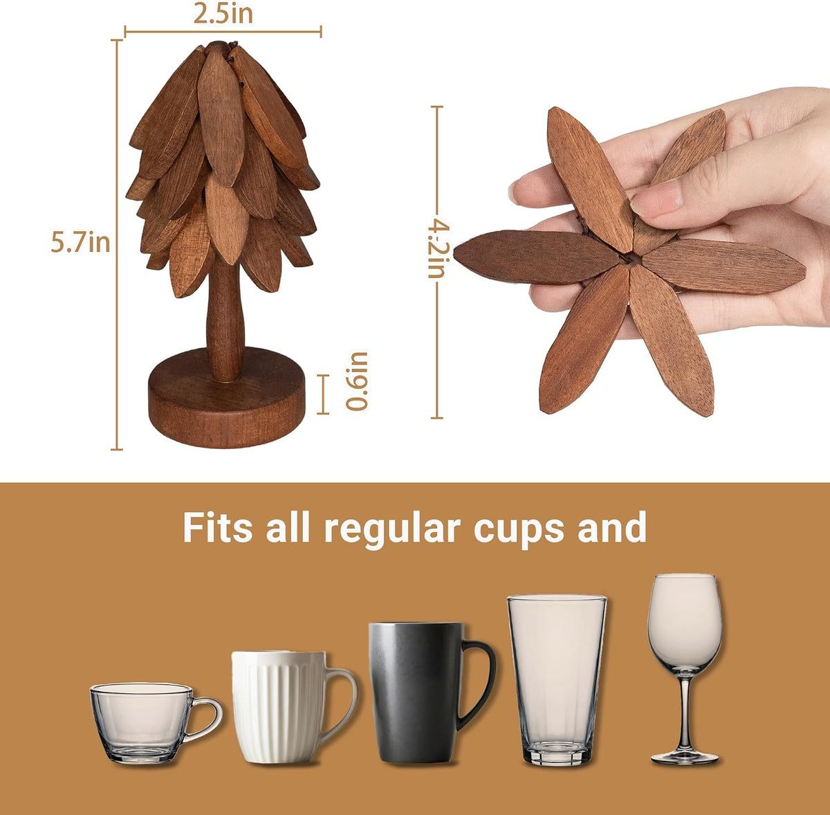 Yuoyar Wooden Tree-Shaped Coasters Set for Coffee Table, Kitchen