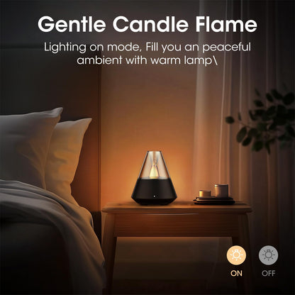 Ultrasonic Essential Oil Diffuser, 150ML Modern Aromatherapy Diffuser with Candle Light, 2 Mist Mode, Remote Control, Auto-Off, Small Cool Mist Humidifier for Home Bedroom Office Yoga, Black