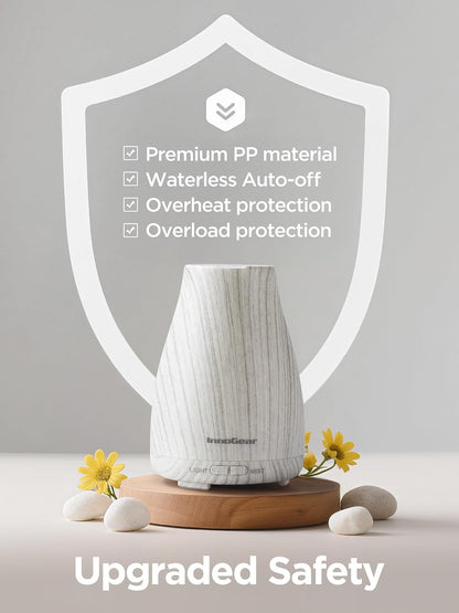 InnoGear Essential Oil Diffuser Ultrasonic Diffusers for Home, White Grey